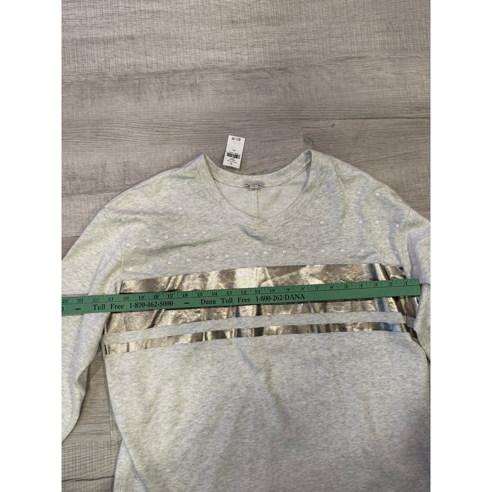 Gap Sweatshirt Women XL Grey Casual Chic Athleisure Metallic Pearl Embellished - Picture 5 of 9